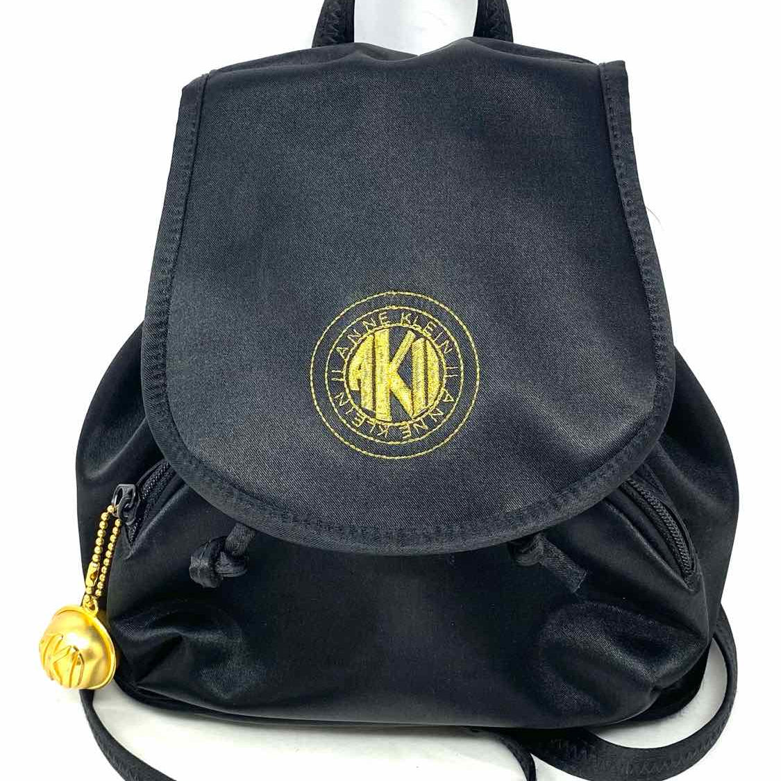 Anne Klein Satin Black Drawstring Mini BackPack