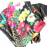 johnny was Silk Multi-black Square 42" Leopard Print Butterfly Scarf