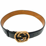 Gucci GG Rose Gold Tone Bamboo Style Buckle Size 30/75 XS Black Belt