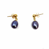 Estate 14k Gold Purple Dangle Freshwater Pearl Earrings