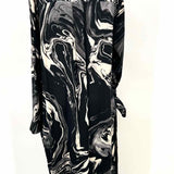 Lafayette 148 Women's Black Beige Size L Wrap Silk Marble Dress