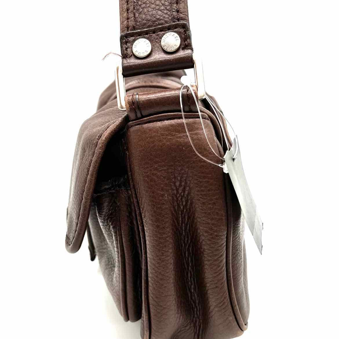 Michael by M. Kors Y2K Vintage Brown Baguette Buckle Leather Shoulder Bag