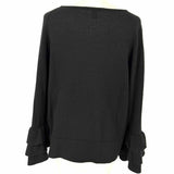 autumn cashmere Women's Black Size L Ruffled Cashmere Sweater