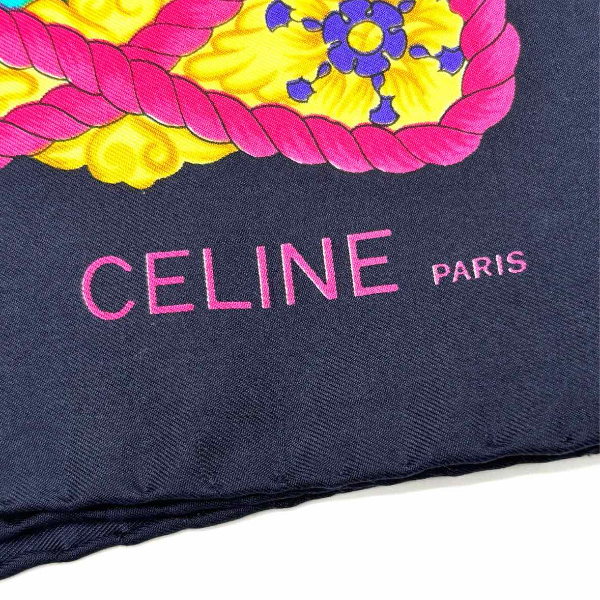 Celine Silk Blue Yellow Square 34" Jaguar Scarf