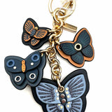Coach Leather Navy Charm Butterfly Key Chain