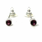 Swarovski White Pink Stud Crystal & Amethyst Earring Set