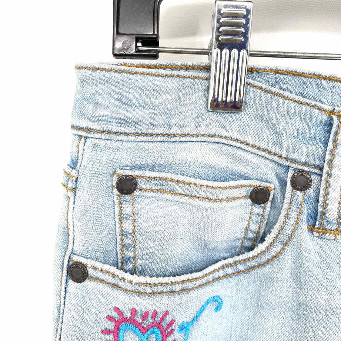 johnny was Women's Light Blue Size 30 Skinny Embroidered Jeans