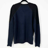 FRAME Men's Black Navy Size M Crew Wool Blend Color Block Sweater