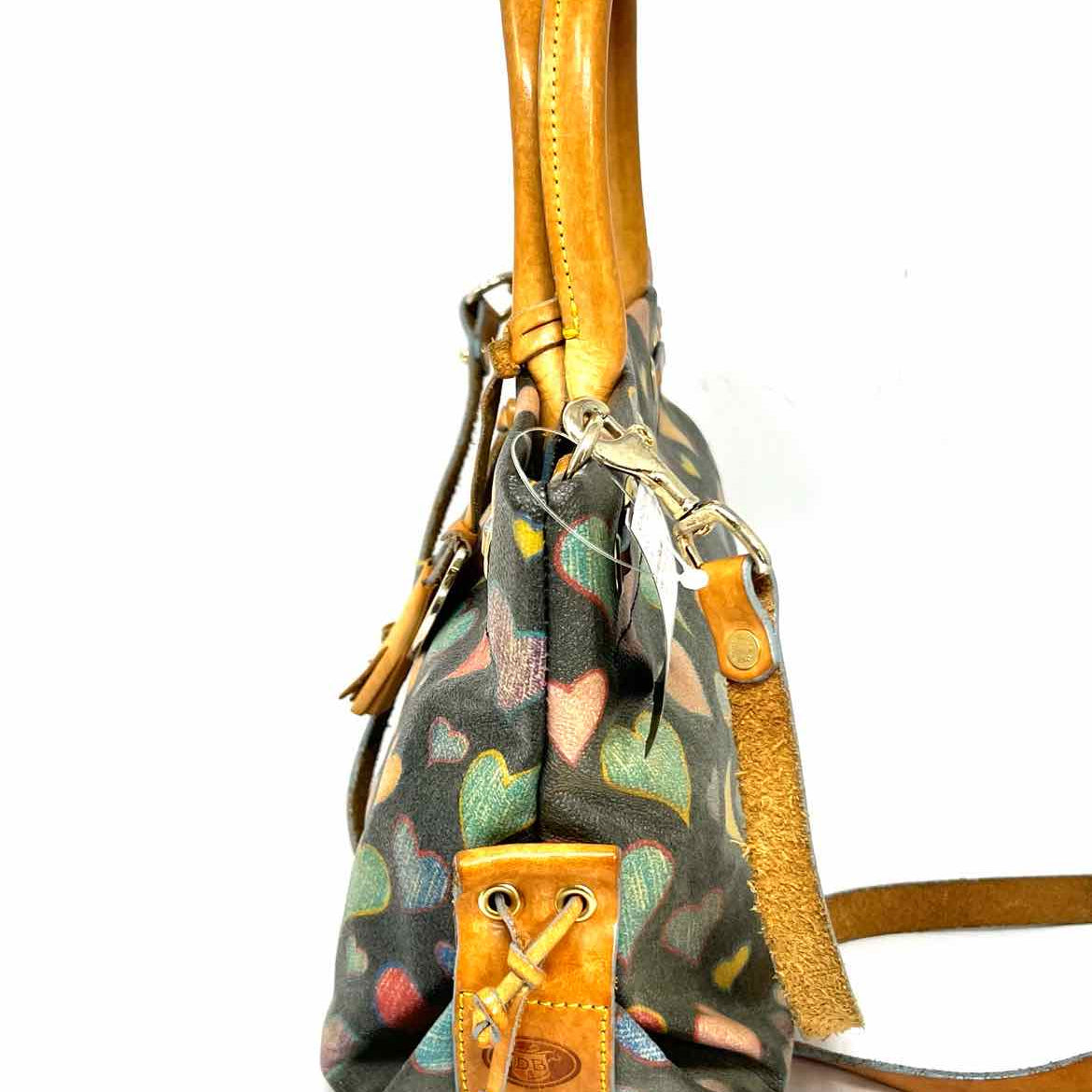 Dooney & Bourke Y2K Scribble Hearts Coated Canvas Multi-black Tote Satchel