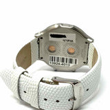 Philip Stein Teslar Double Dial Dual Time Stainless Steel White Leather Watch