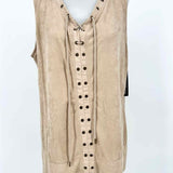 French Laundry Women's Beige Size XL Lace-up Suedette Sleeveless