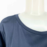 WEEKEND MaxMara Women's Navy Size M Scoop Neck Ruffled Short Sleeve Top