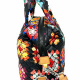 MZ WALLACE Sutton Deluxe Medium Nylon Multi-black Top Handle crochet Satchel