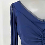 Chiara Boni Le Petit Robe Women's Blue Size L Long Sleeve Gathered Dress