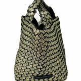 Naghedi St. Barths Small Neoprene Gold Woven Glitter Satchel w/ Pouch