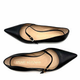 Stuart Weitzman Emilia Women's Black Size 7.5 Pointed Leather Mary Jane Flats