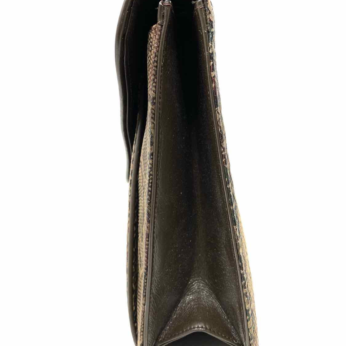 Almada Brown Envelope Snake Suede Clutch