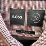 Boss by H. Boss Men's Burgundy Size XL Button Down Micro Check Long Sleeve Shirt