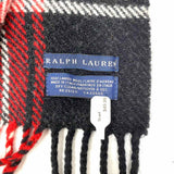Ralph Lauren Lambs Wool Black / Red Long 64" Plaid Scarf