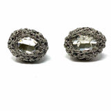 Vintage Silver tone Stud Woven Crystal Earrings