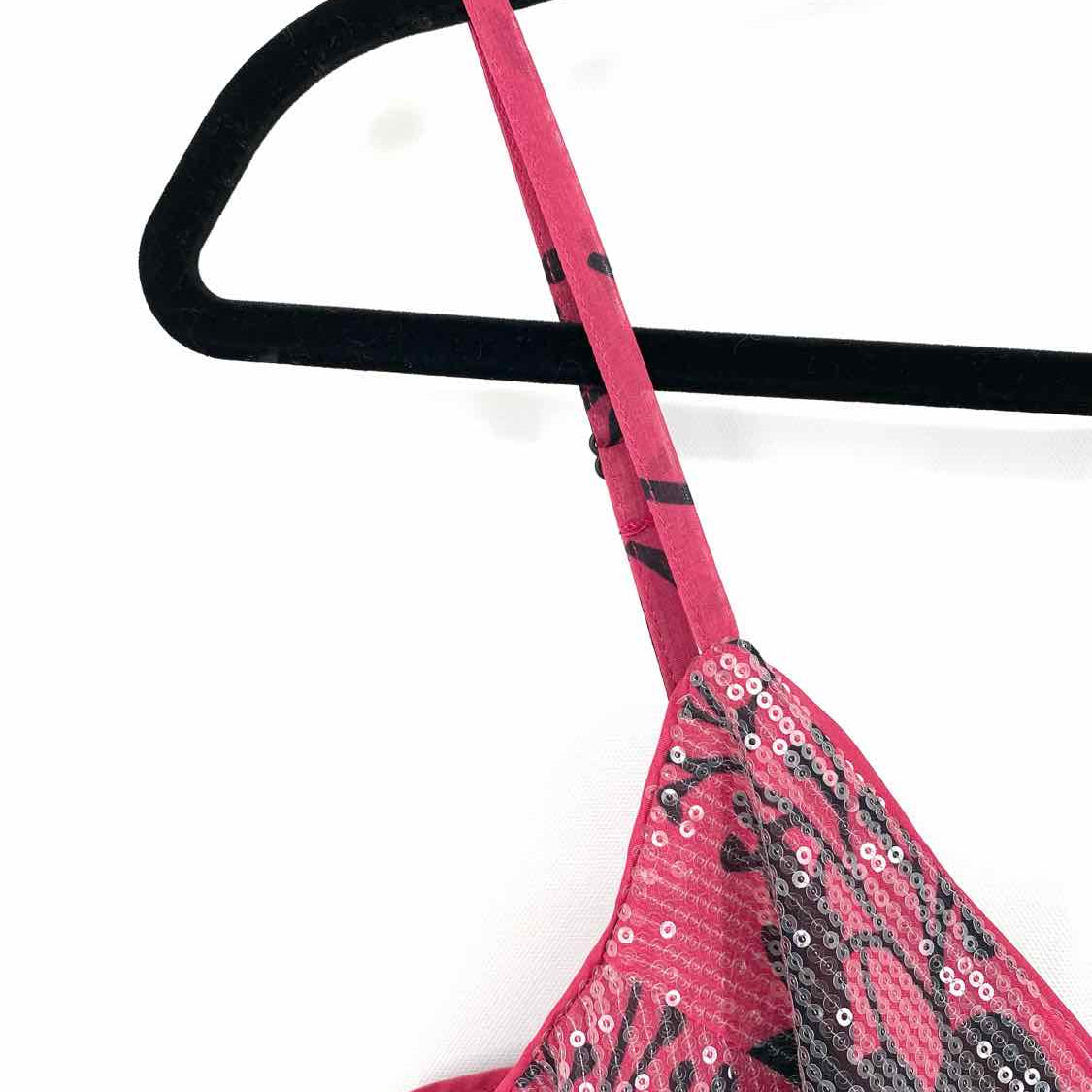 hutch by Anthropologie Women's Pink Black Sz 8 Sleeveless Sequined Floral Dress