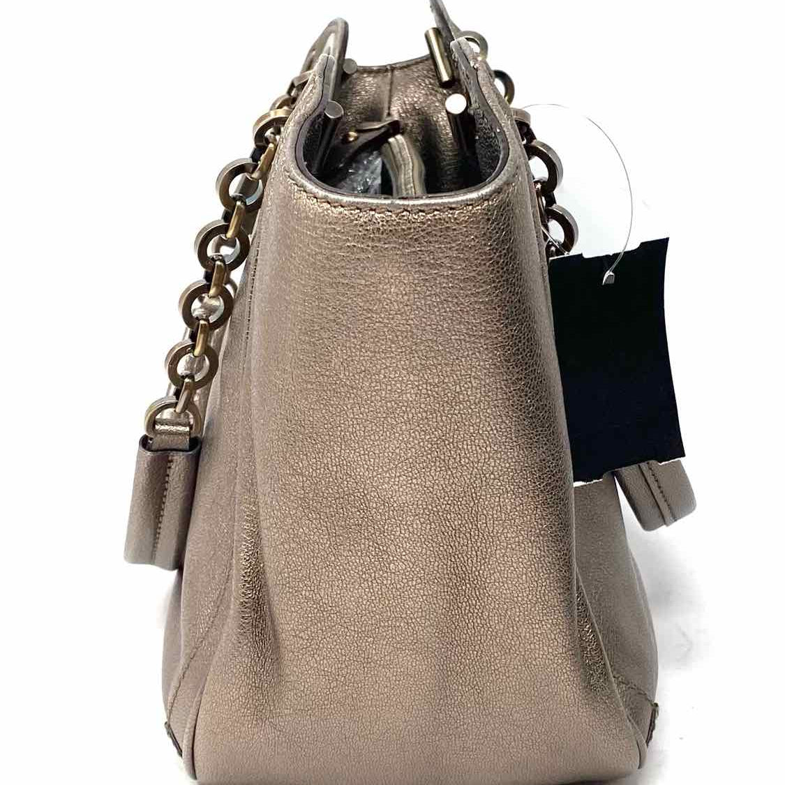 Salvatore Ferragamo Silver Tote Metallic Leather Shoulder Bag