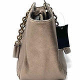 Salvatore Ferragamo Silver Tote Metallic Leather Shoulder Bag