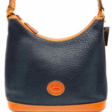 Dooney & Bourke Black Brown Hobo Pebbled Leather Shoulder Bag