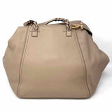 Tory Burch Half Moon French Gray Taupe Pebbled Leather Satchel