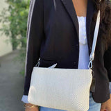 Gianni Chiarini Raffia Cream Zip Top Woven Crossbody