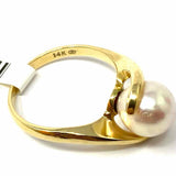 Estate Blush Solitaire Pearl Size 7.5 14K Ring