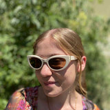 Saint Laurent Cream Cat Eye Brown Lens Sunglasses