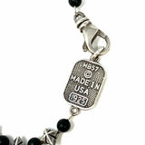 KING BABY 925 Sterling Silver Black Beaded 24" Cross Onyx Made in USA Necklace