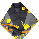 LANCEL Black / Gold Square 34 in Equestrian Scarf