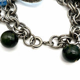Vintage Blue Silver Tone Charm 7" Bracelet