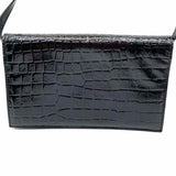 Donini Black Flap Croc Embossed Patent Leather Shoulder Bag