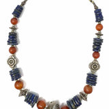 Estate .925 Sterling Blue 21.5" Tribal Lapis Lazuli Necklace