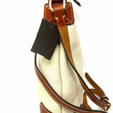 Dooney & Bourke Cream Zip Bucket Pebbled Leather Crossbody