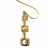 Estate 925 Sterling Gold Tone Drop Cubic Zirconia Earrings