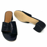 Donald J Pliner Women's Black Size 7 Kitten Heel Suede Snake Embossed Slide