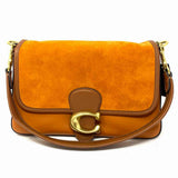 Coach Soft Tabby Orange Flap Suede Shoulder Bag