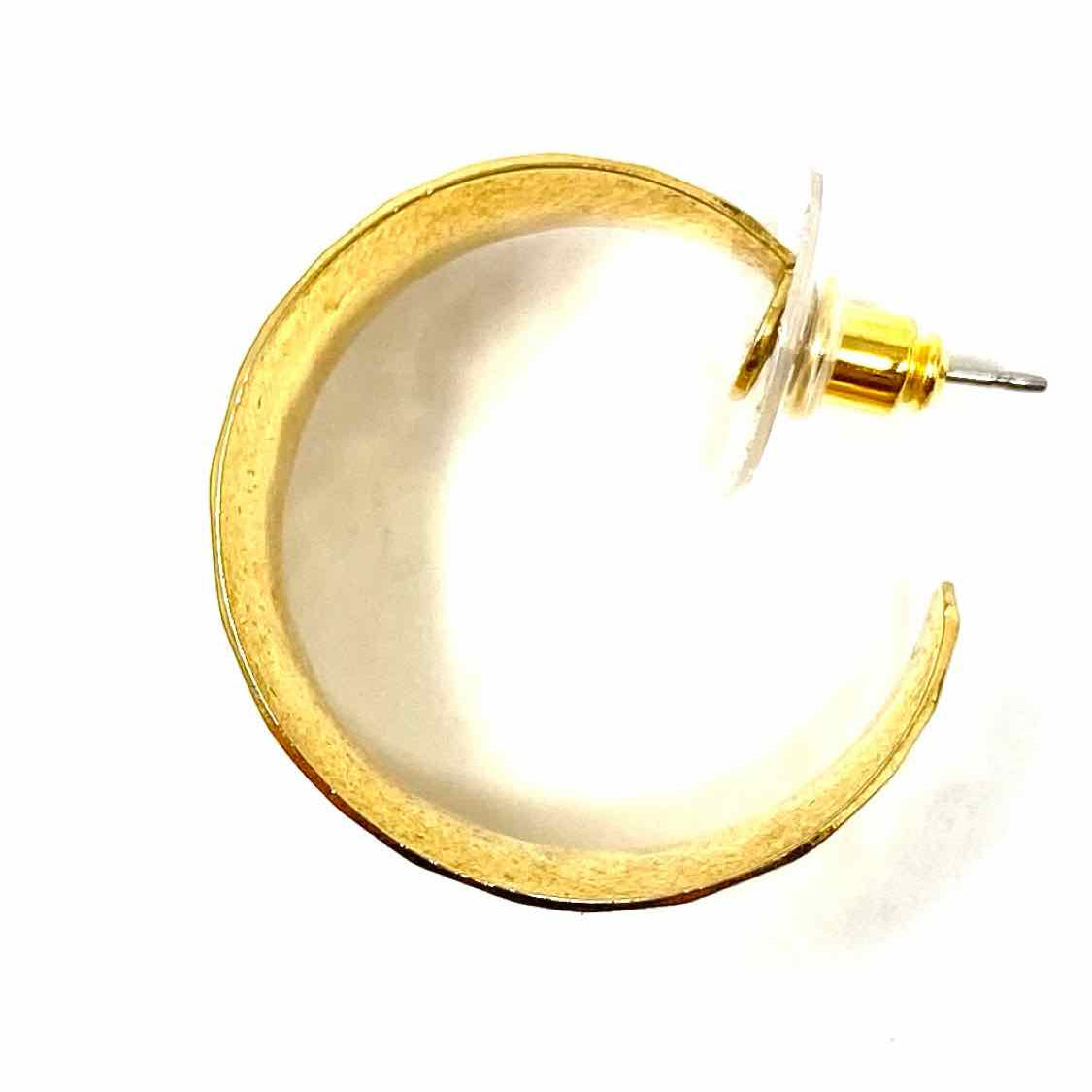 Estate Gold Tone Hoop Mini Quilted Earrings