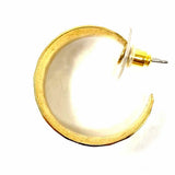 Estate Gold Tone Hoop Mini Quilted Earrings