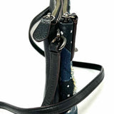 Coach Canyon Quilt Denim Black Blue Zip Top Patchwork Leather Crossbody
