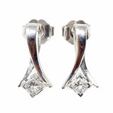 Estate 14K White Gold Geometric Square Diamond .5" Earrings