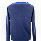 L'AGENCE Women's Navy Size M Off The Shoulder V-neck Sweater
