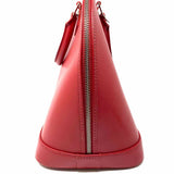 PULICATI Red Half Dome Saffiano Leather Satchel