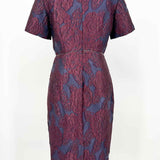Burberry Women's Navy Black Size 6 sheath jacquard Floral Dress