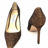 JIMMY CHOO Women's Black Brown Size 38.5/8 Stiletto Velvet Speckled Pumps