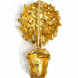ST. JOHN Green Gold Tone Tree Crystal Brooch